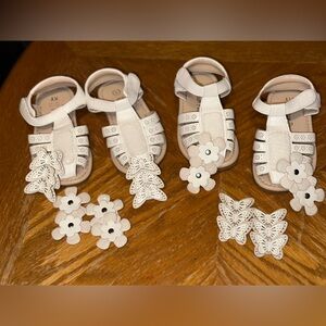 Dreamgirl Cream Kids Sandals with Floral Details